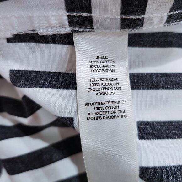 Chicos Womens Black White Non Iron Striped Button Up Blouse Size 1.5 Medium - Picture 5 of 10